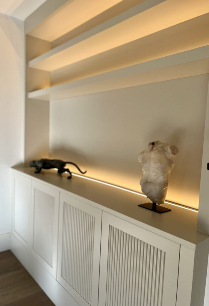 Alcove Furniture bespokepaintedalcovecupboardswithreededdoors scaled